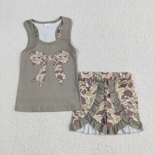 GSSO2350 6.9y big sister letter flower blue sleeveless polka dot shorts suit