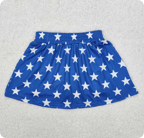 GLK0051 6.21y National Day Star Striped Blue Skirt