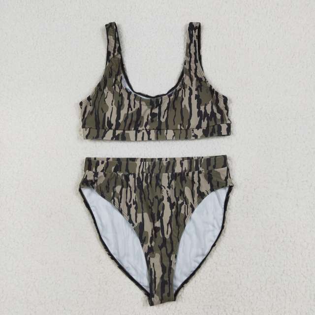 S0563 6.26y Adult female military green camouflage swimsuit
