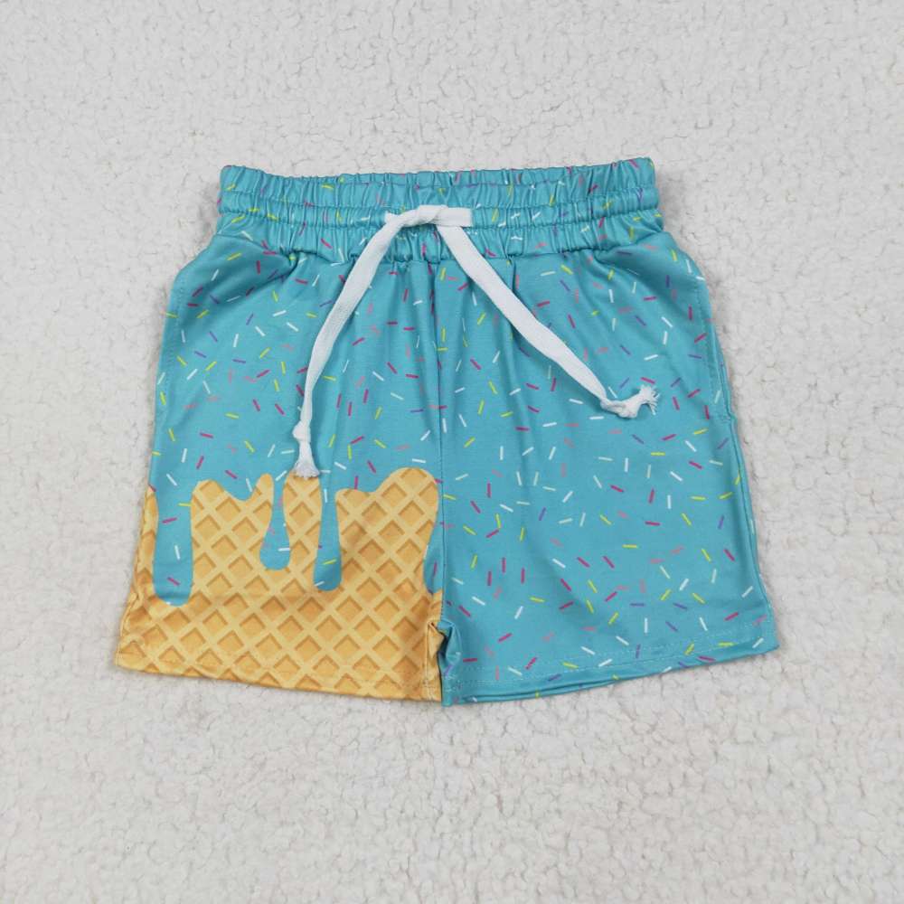 SS0623 6.30 y Waffle Ice Cream Green Pocket Shorts
