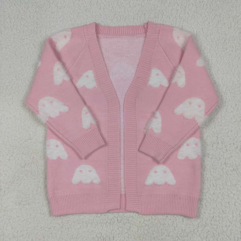 GT0650 6.30y  Halloween Ghost Rose Red Long Sleeve Cardigan Sweater