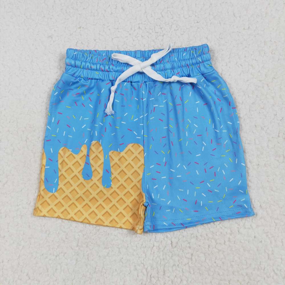 SS0619 7.2 y Waffle Ice Cream Blue Pocket Shorts