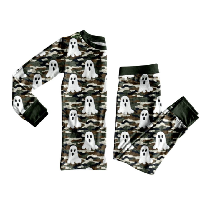 BLP1185 7.21y pre order Halloween Ghost Camouflage Long Sleeve Long Pants Pajama Set