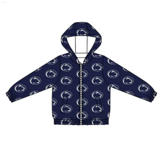 7.25y (moq 5)Baby Boys Navy Long Sleeves Leopards Plaid Hoodies Cardigan Jackets Top