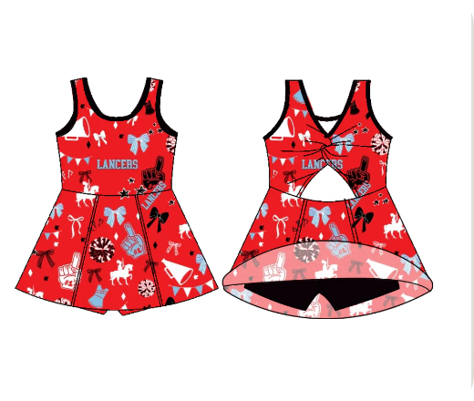 7.25y (moq 5)Baby Girls Sleeveless Navy Wolverines Football Team Shorts Dresses