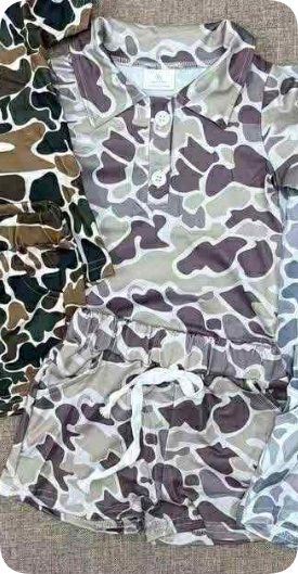 BT1211   7.26y Camouflage Collar Button Short Sleeve set