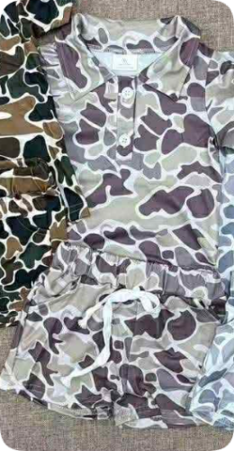 BT1211   7.26y Camouflage Collar Button Short Sleeve set