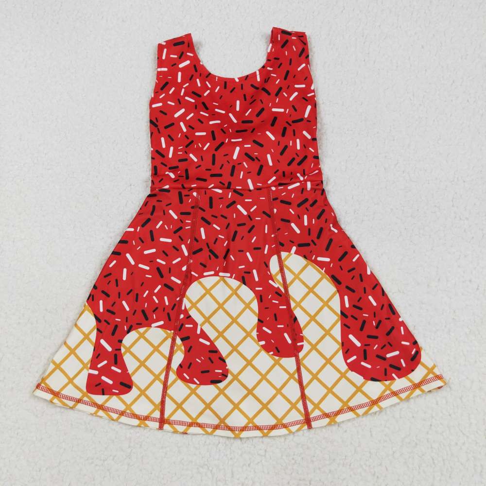 GSD2748  7.29y Waffle Ice Cream Red Yoga Sleeveless Dress