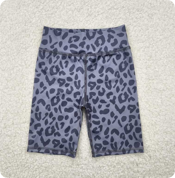 SS0539  7.29y Dark Grey Leopard Print Yoga Cycling Shorts