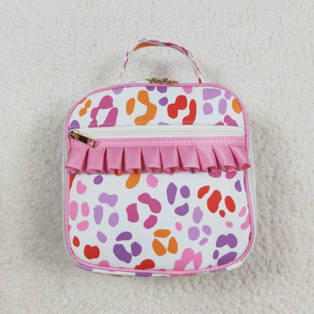 BA0309  8.4 Pink and purple leopard lace lunch box bag