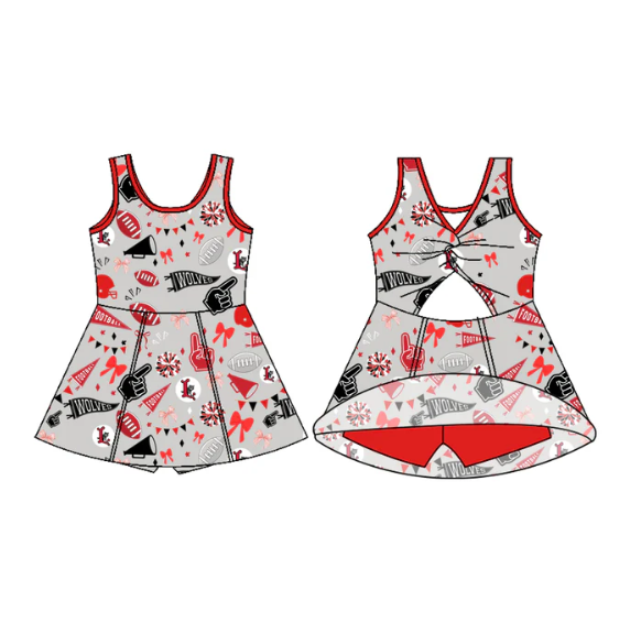 8.7y (moq 5)Baby Girls Sleeveless Grey Wolves Team Shorts Team Dresses