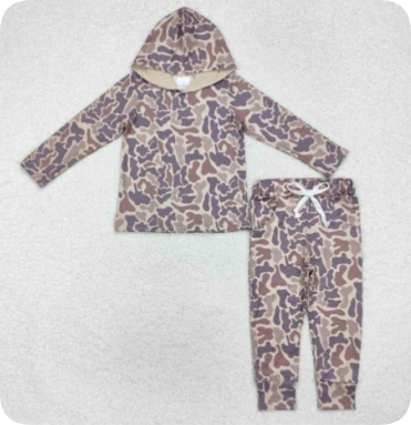 BT0739 8.18y Camouflage light brown hooded long-sleeved set