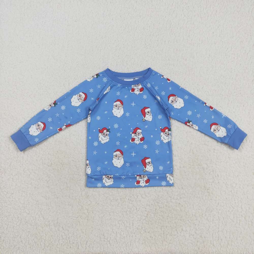 BT1289   8.19y Santa Claus Snowflake Blue Long Sleeve Top