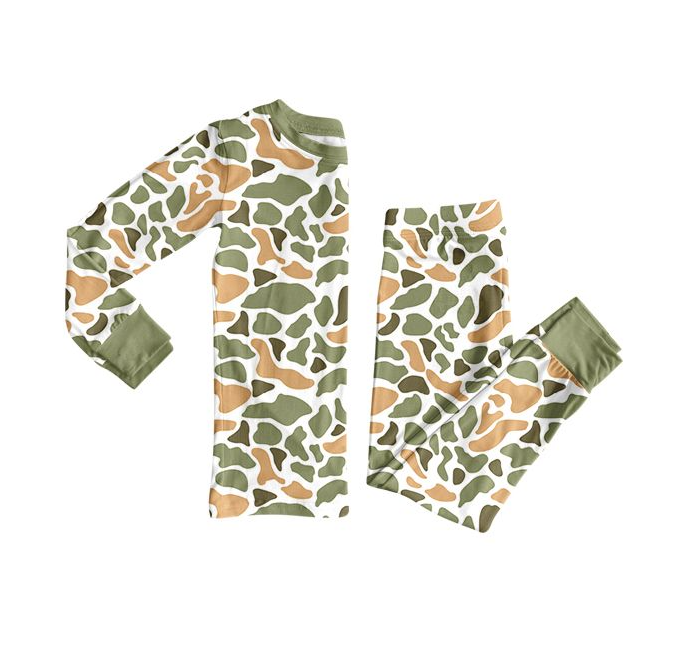 BLP1228 8.20y pre order Orange green camouflage white long-sleeved trousers pajama set