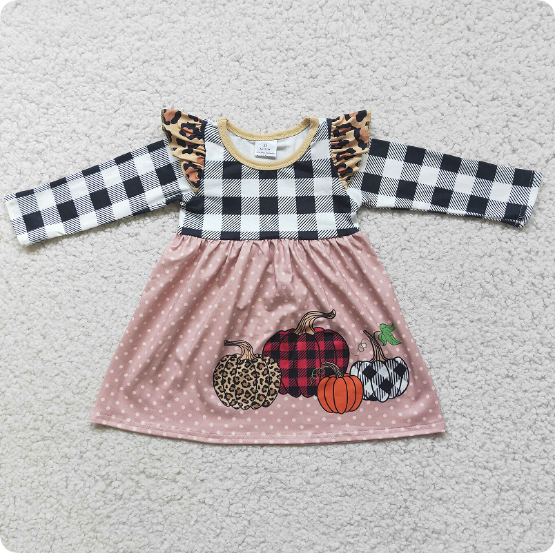6 A14-18   8.25Y Pumpkin Plaid Long Sleeve Skirt