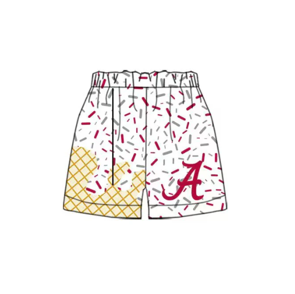 8.28y moq 5 Baby Boys Red Gray Sprinkles A Team Shorts Bottom