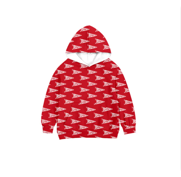 8.30y  (moq 5)Baby Boys Go Fight With Red Team Cheer Hooded Pullovers Tops