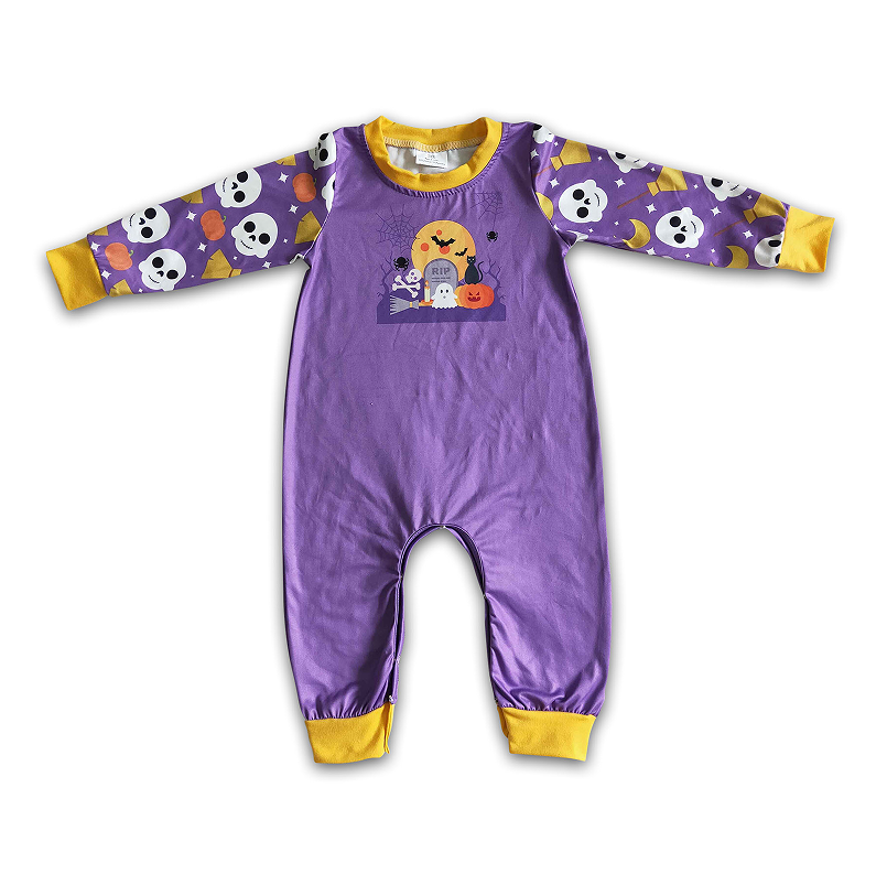 LR0044 8.30Y Boys Halloween Pumpkin Ghost Long Sleeve  romper