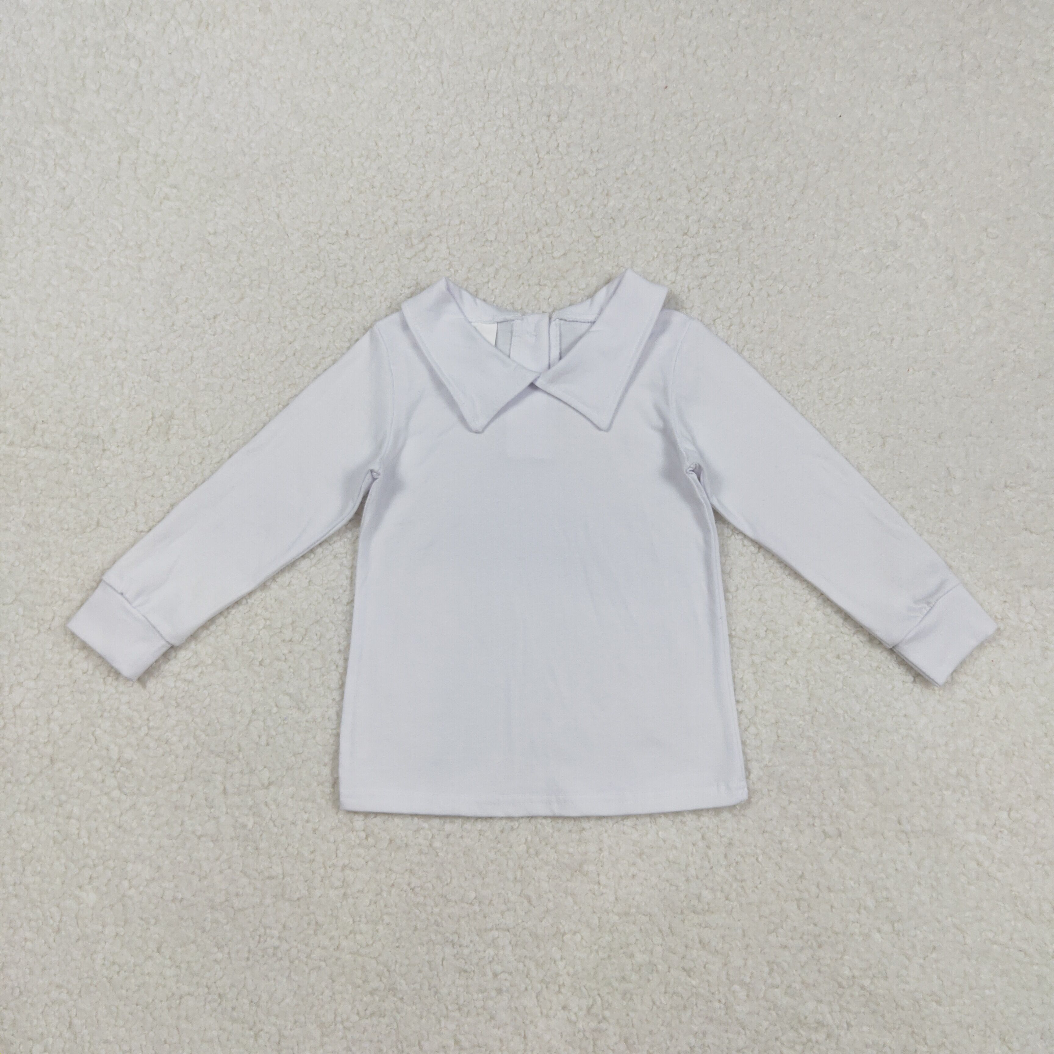 BT0820 9.1y  Solid white square neck long-sleeved top