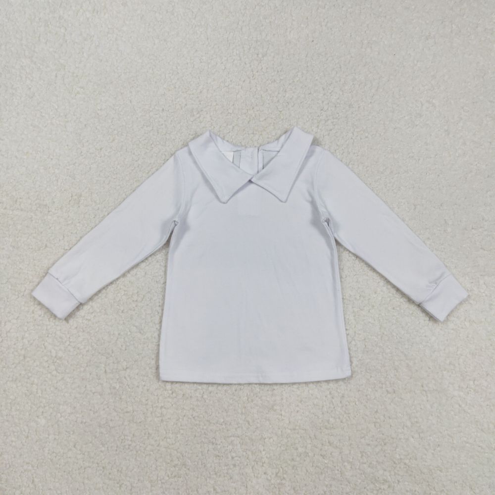BT0820 9.1y  Solid white square neck long-sleeved top