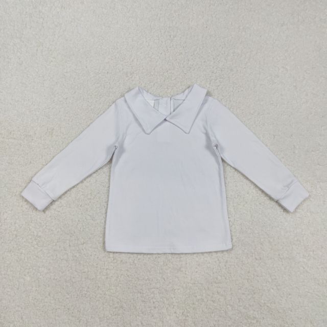 BT0820 9.1y  Solid white square neck long-sleeved top