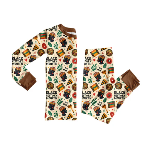 9.6y (moq 20)Baby Girls Bamboo Black History Month Pajamas Sets