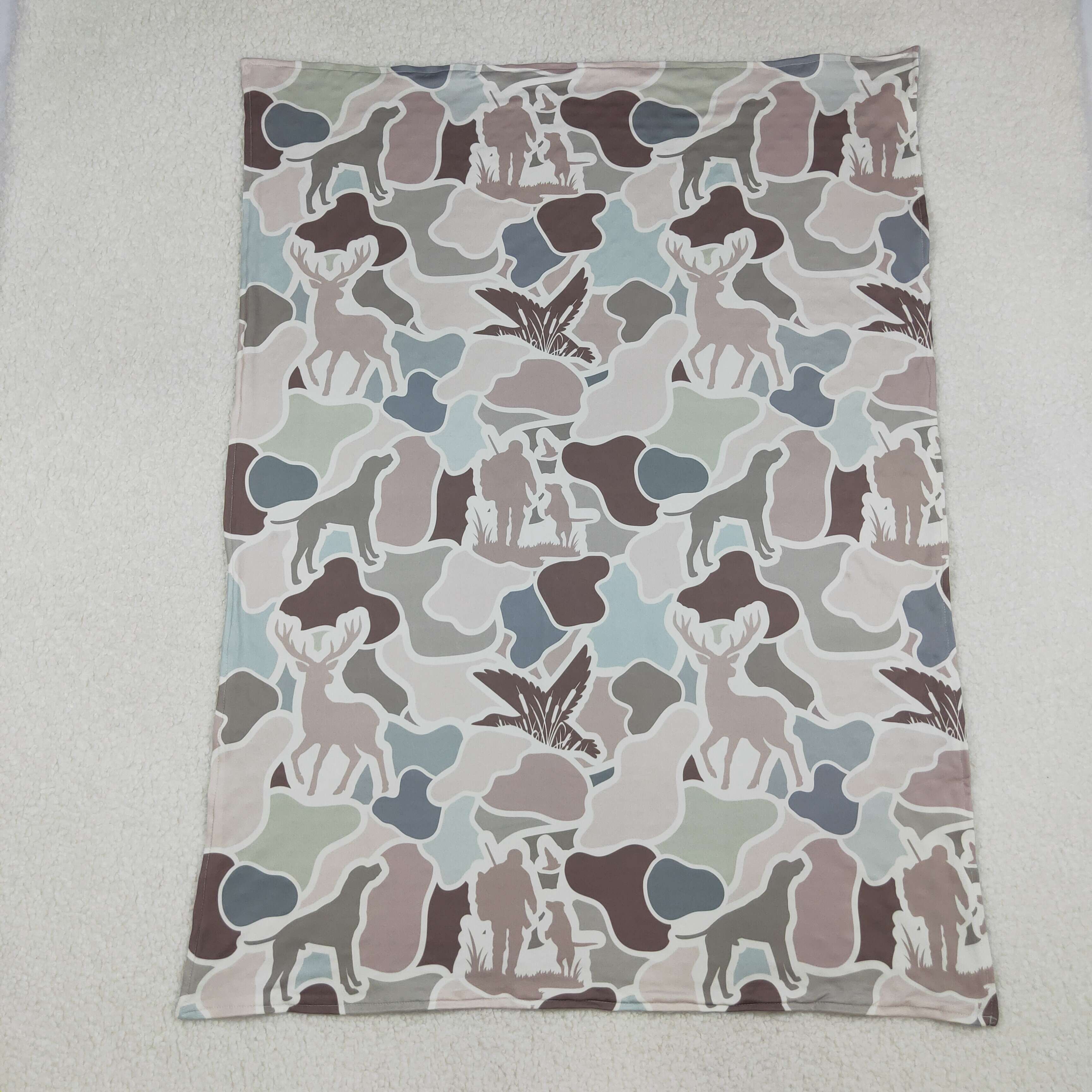 BL0212 9.23y Duck Elk Camouflage Gray-Blue Baby Blanket