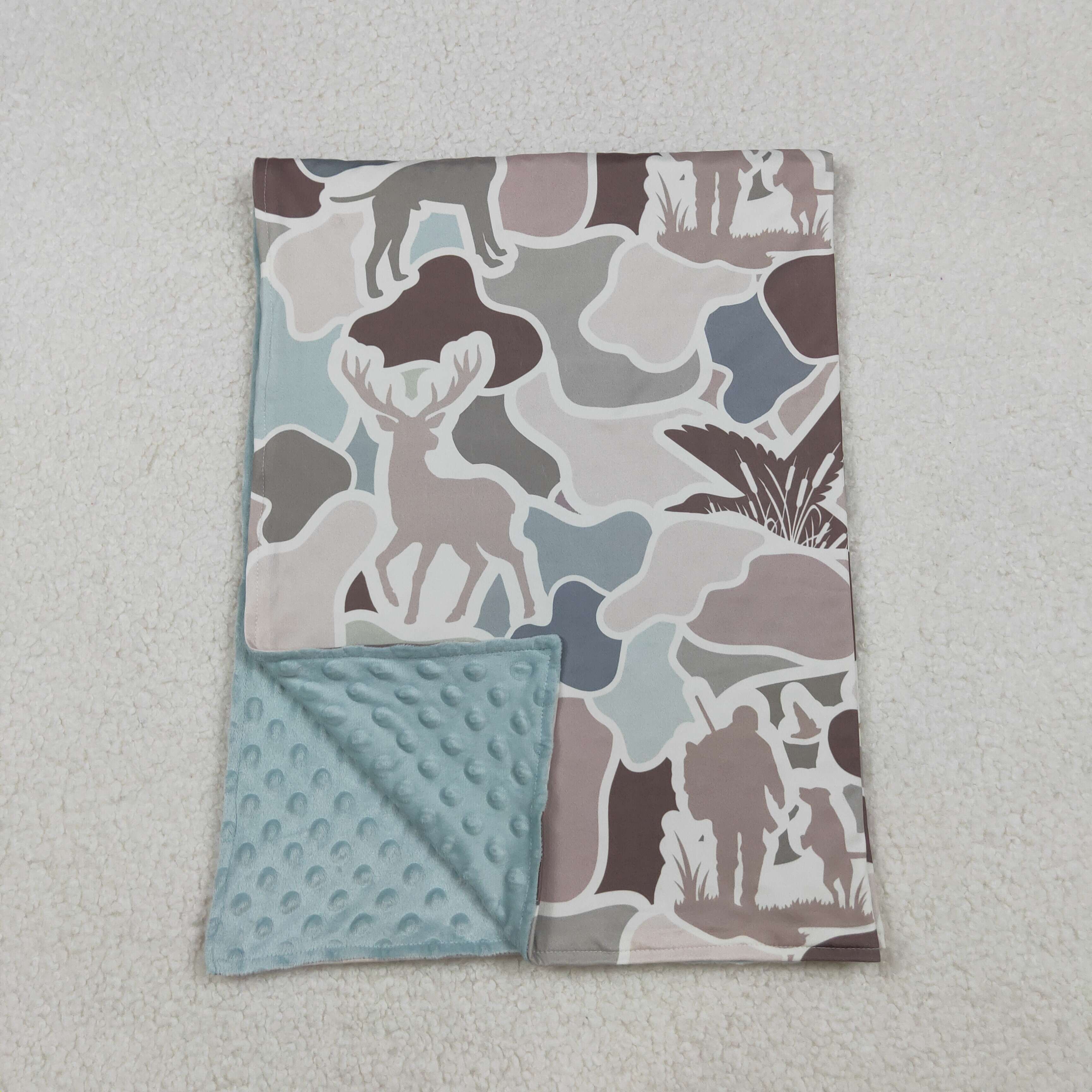 BL0212 9.23y Duck Elk Camouflage Gray-Blue Baby Blanket