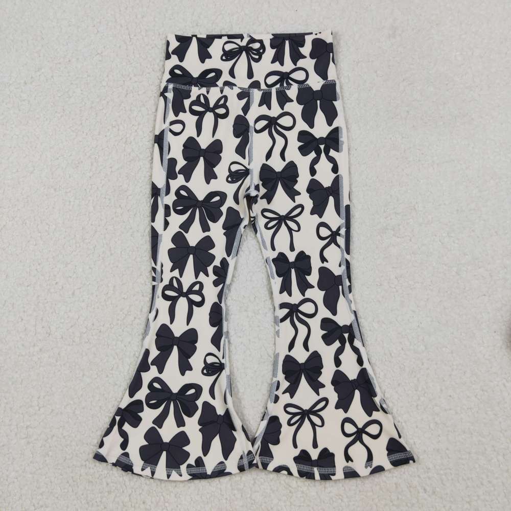 P0775  9.24y Beige yoga pants with black bow pattern