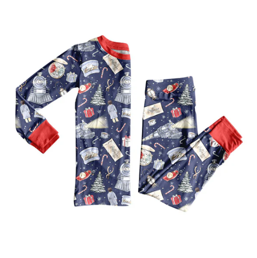 9.25y MOQ 8 Baby Boys Gifts Candy Cane Christmas Top Pants Christmas Pajamas Set