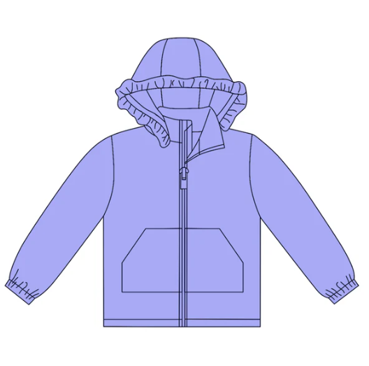 10.1y Baby Girls Lavender Long Sleeve Pockets Zipper Yoga Ruffle Hoodie Jackets Preorder