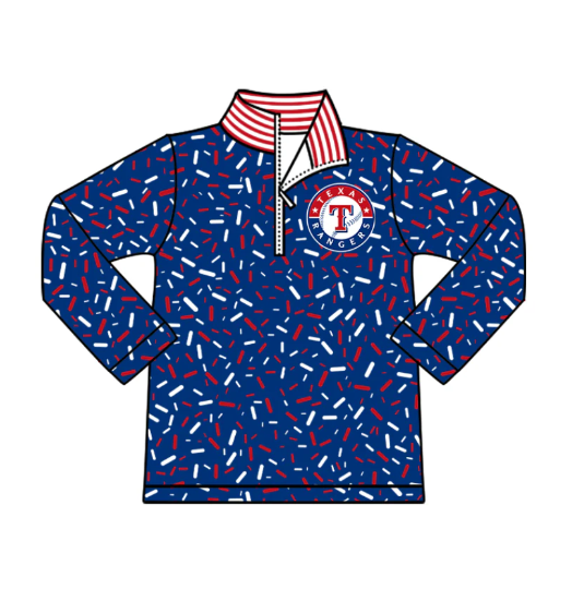 10.11y (moq 8)Baby Boys Hot Blue Sprinkles Zipper Texas Team Pullovers Top