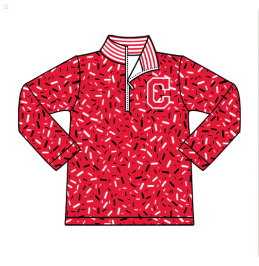 10.11y (moq 8)Baby Boys Red Sprinkles Zipper C Team Pullovers Top