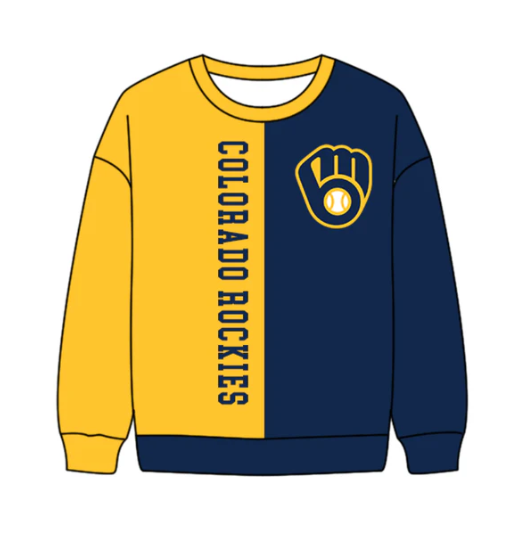 10.13y (moq 8)Baby Boys Yellow Navy Sleeve Colorado Team Tee Shirts Top