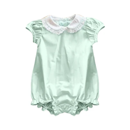 10.16y Baby Girls Aqua Collar Ruffle Rompers Preorder