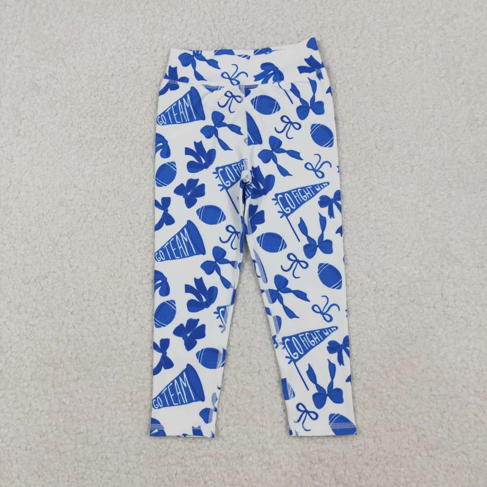 P0845 10.21y football blue flared bow pattern yoga pants