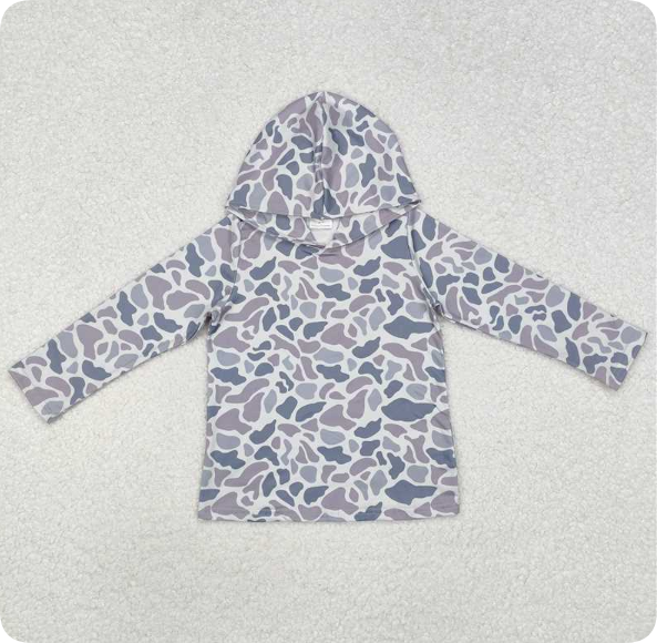 X11.4 BT0922 Camouflage grey and blue hooded long-sleeved top