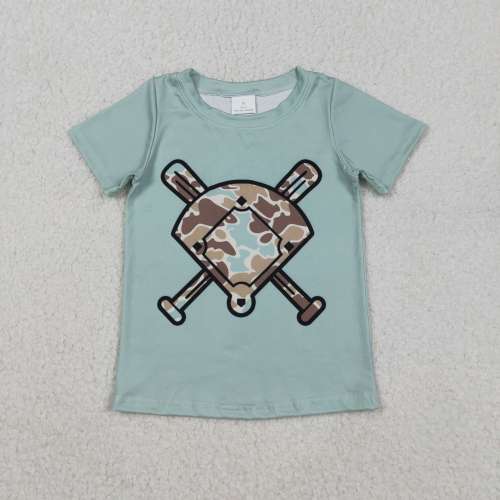 BT1422 11.12y Blue-green-brown camouflage fan baseball short-sleeved top