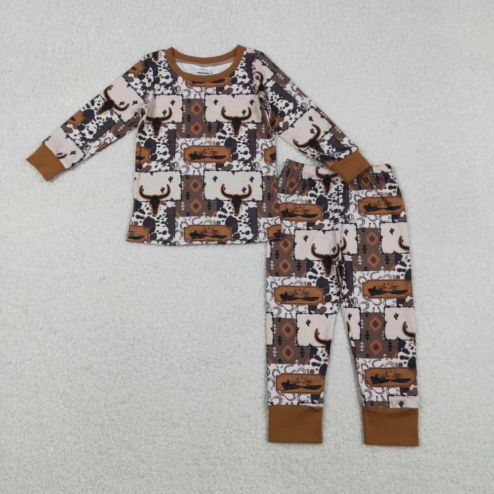 GLP2877  11.18y Light khaki long-sleeved and trouser suit with daisy pattern