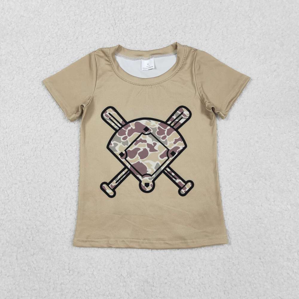 BT1418  11.20y Light brown-green camouflage fan baseball short-sleeved top