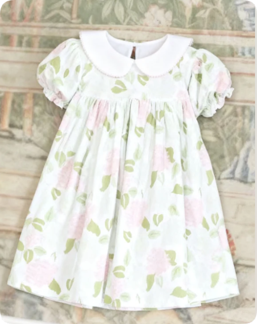 11.19y Baby Girls Short Ruffle Sleeve Flowers Collar Knee Length Dresses Preorder