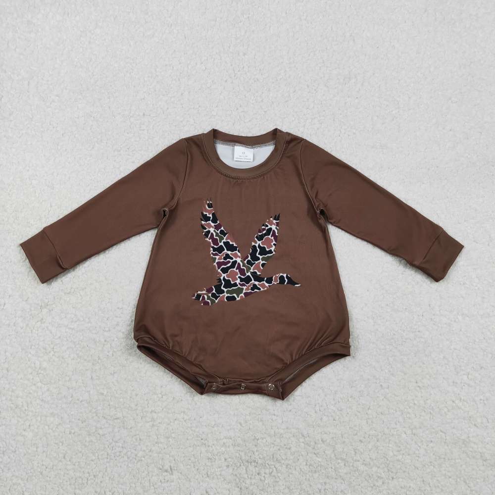 LR2777 11.24y  Camouflage duck brown long-sleeved romper