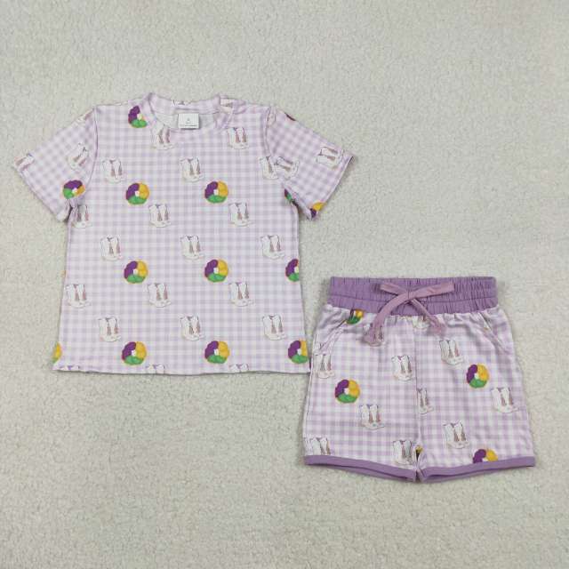X12.8 GSSO2740 Carnival boots, purple plaid short-sleeved shirt and shorts set