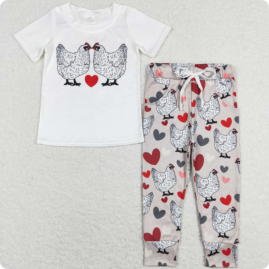 BSPO0221  12.9y Heart-shaped chick light gray short-sleeved and long-legged suit