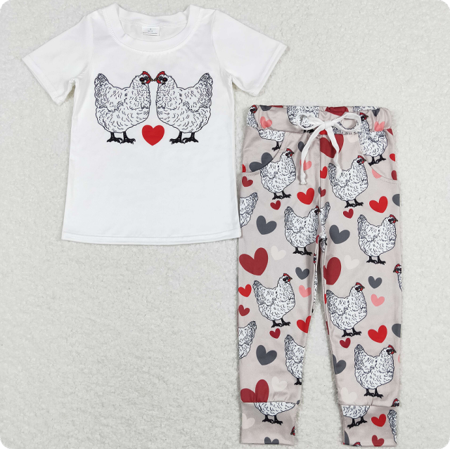 BSPO0221  12.9y Heart-shaped chick light gray short-sleeved and long-legged suit