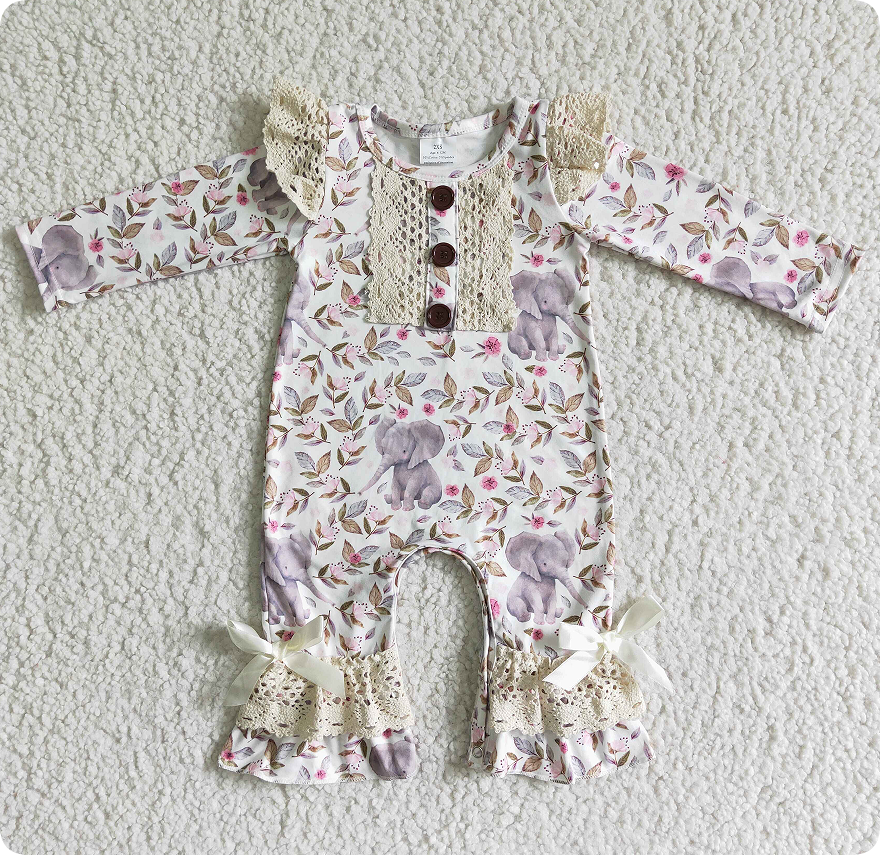 6 A1-26 12.9y Elephant buckle bow romper