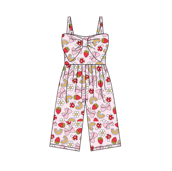 X12.10 Baby Girls Strap Strawberry Rainbows Flowers Pants Jumpsuits Preorder