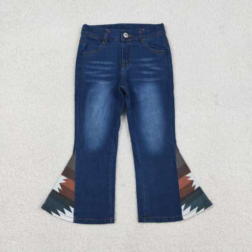 P0303 Aztec dark blue baby girl denim long jeans trouser