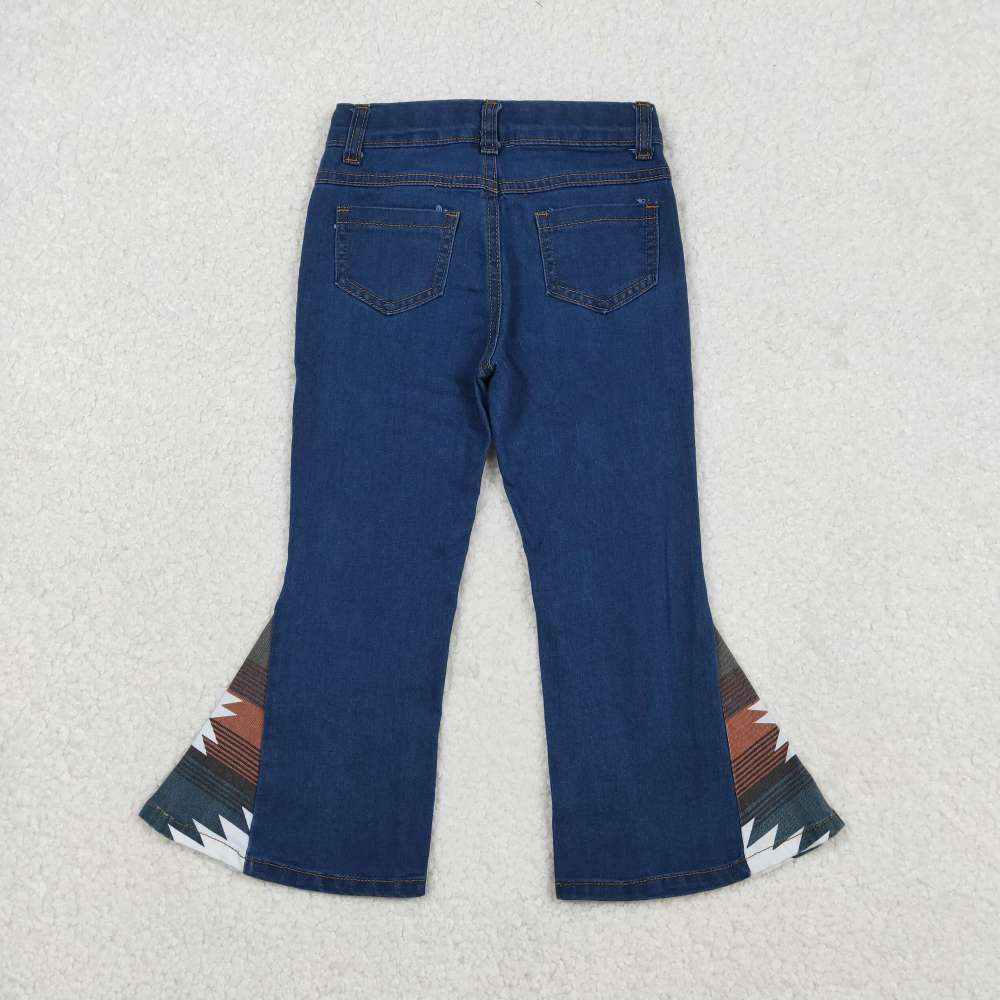P0303 Aztec dark blue baby girl denim long jeans trouser