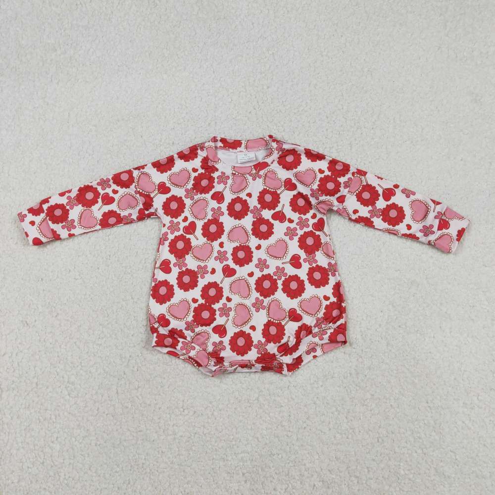 LR2758  RTS red valentin's flowers heart candy long sleeve romper